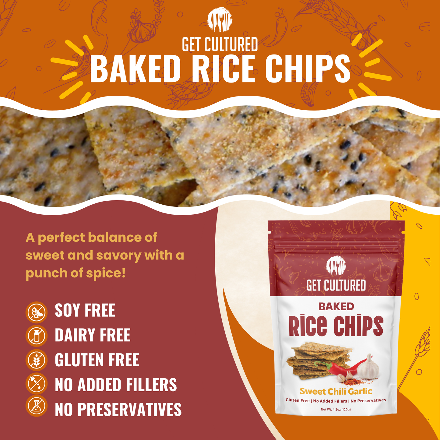 Premium Sweet Chili Garlic Rice Chips (Pack of 3)